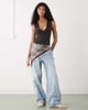 Weekday Weekday plunge v-neck top in dark brown - 3
