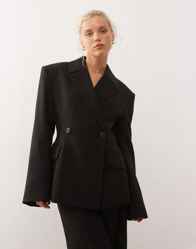 Weekday Weekday premium double breasted blazer in black - part of a set