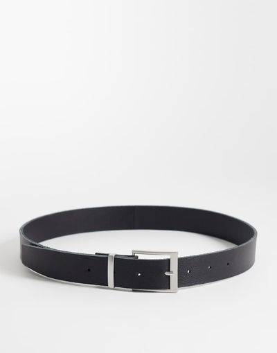 Weekday Weekday premium leather belt in black