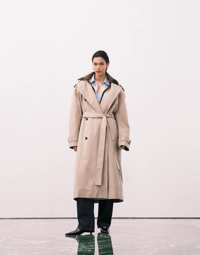 Weekday Weekday premium wool blend trench coat with detachable lining in beige-Brown