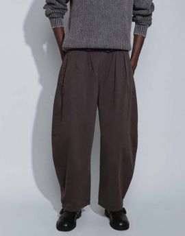 Weekday Weekday pull on barrel leg pants in dark brown