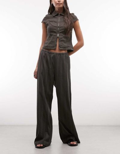 Weekday Weekday pull on cotton pants in dark gray