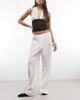 Weekday Weekday pull on textured cotton pants in ecru-White - 1
