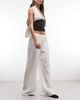 Weekday Weekday pull on textured cotton pants in ecru-White - 2