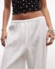 Weekday Weekday pull on textured cotton pants in ecru-White - 4