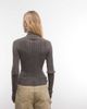 Weekday Weekday rib fitted high neck cardigan with hook & eye detail in dark gray wash - 4