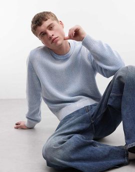 Weekday Weekday ribbed sweater in washed light blue
