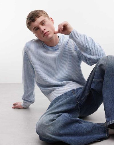 Weekday Weekday ribbed sweater in washed light blue