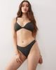 Weekday Weekday ribbed thong bikini bottoms in off-black - 1