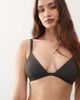Weekday Weekday ribbed triangle bikini top in off-black - 1