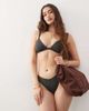 Weekday Weekday ribbed triangle bikini top in off-black - 2