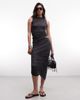 Weekday Weekday ruched asymmetric midi skirt in dark gray - part of a set - 1