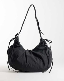 Weekday Weekday ruched cross body bag in dark gray