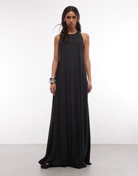 Weekday Weekday semi sheer maxi dress with drop racer back in black
