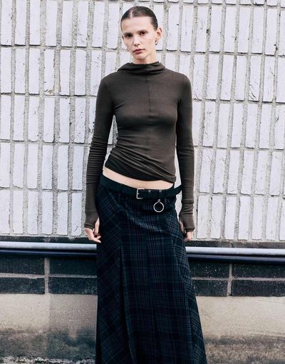 Weekday Weekday set maxi skirt in black check
