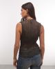Weekday Weekday sheer crinkle top in dark mole-Gray - 4