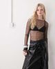 Weekday Weekday sheer mesh slash neck long sleeve top in black - 1