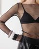Weekday Weekday sheer mesh slash neck long sleeve top in black - 2