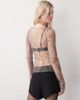 Weekday Weekday sheer mesh slash neck long sleeve top in crinkle print-Gray - 4