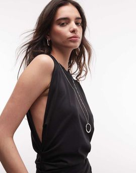 Weekday Weekday sleeveless top with cinched gathered waist in black