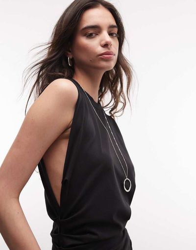 Weekday Weekday sleeveless top with cinched gathered waist in black