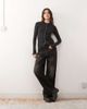 Weekday Weekday slim fit button front long sleeve top in black and gray stripes - 2