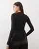 Weekday Weekday slim fit button front long sleeve top in black and gray stripes - 4