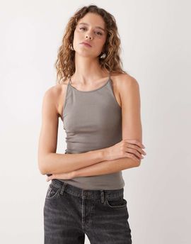 Weekday Weekday slim fit racer back tank top in gray
