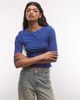 Weekday Weekday slim three quarter length sleeve top in blue - 3