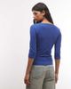 Weekday Weekday slim three quarter length sleeve top in blue - 4