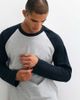 Weekday Weekday slub fabric oversized long sleeve raglan T-shirt in gray and navy - 2