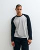 Weekday Weekday slub fabric oversized long sleeve raglan T-shirt in gray and navy - 4