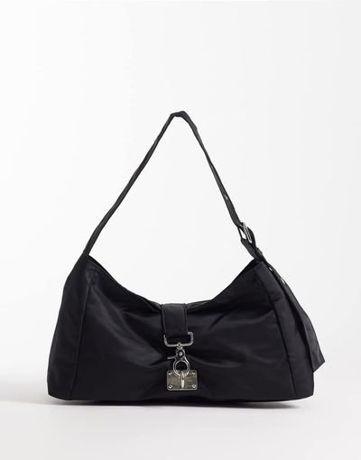 Weekday Weekday small shoulder bag with buckle closure detail in black