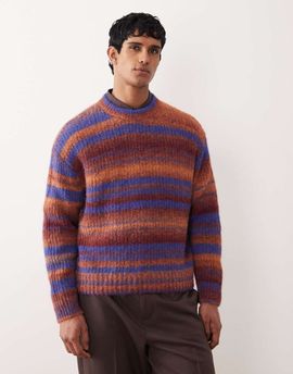 Weekday Weekday spacedye knit sweater in orange stripe