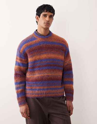 Weekday Weekday spacedye knit sweater in orange stripe