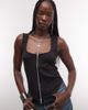 Weekday Weekday square neck zip up corset top in black - 1
