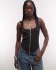 Weekday Weekday square neck zip up corset top in black - 3