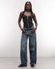 Weekday Weekday square neck zip up corset top in black - 4