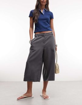 Weekday Weekday suiting capri pants in dark heather gray