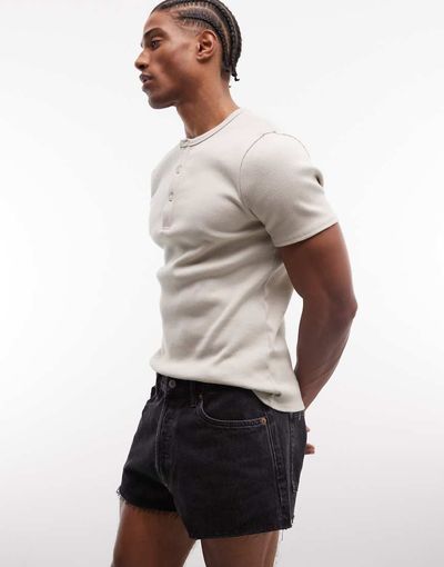 Weekday Weekday super short denim shorts in black wash