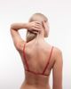 Weekday Weekday tie front frilly triangle bikini top in red exclusive to ASOS - 2