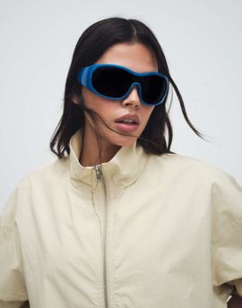 Weekday Weekday track jacket with funnel collar in light beige-Brown