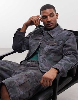Weekday Weekday trucker jacket in navy camo print - part of a set