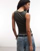 Weekday Weekday v-neck tank top in khaki - exclusive to ASOS-Green - 4