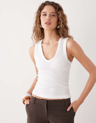 Weekday Weekday V-neck tank top in white