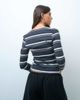 Weekday Weekday v-neck three quarter length sleeve top in black stripe-Gray - 4