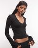 Weekday Weekday v neck long sleeve top in black - 1