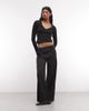 Weekday Weekday v neck long sleeve top in black - 3