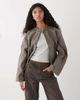 Weekday Weekday washed canvas zip up jacket in khaki-Green - 1