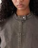 Weekday Weekday washed canvas zip up jacket in khaki-Green - 2